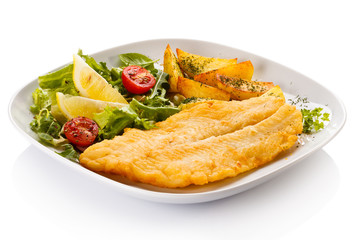 Fish dish - fried fish fillet and vegetables