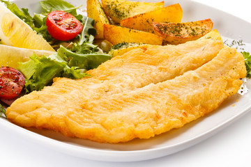 Fish dish - fried fish fillet and vegetables