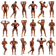 Attractive male body builder, demonstrating contest 18 pose
