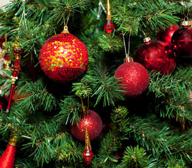 Fir-tree with red ball shape toys