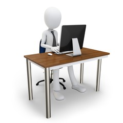 3d man working at computer