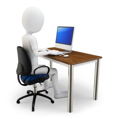 Fototapeta premium 3d man working at computer