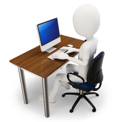 Fototapeta premium 3d man working at computer