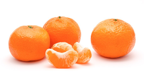 Orange tangerines isolated on a white