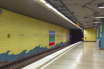 metro station with train in Motion