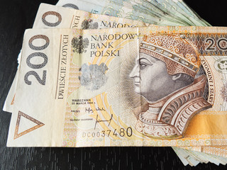 tack of 100's polish zloty - obrazy, fototapety, plakaty