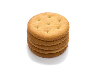 Five crackers, isolated on white