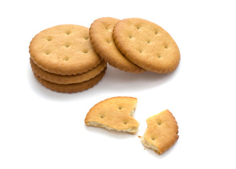Several crackers, isolated on white