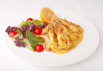 Shrimp with sauce and vegetable