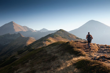 Hiker in Tatra Mountains - obrazy, fototapety, plakaty