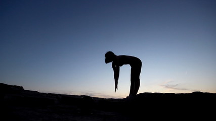 Sunset stretch and sea