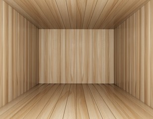 Room of wood decorated, 3d rendering