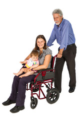 Smiling female patient in a wheelchair