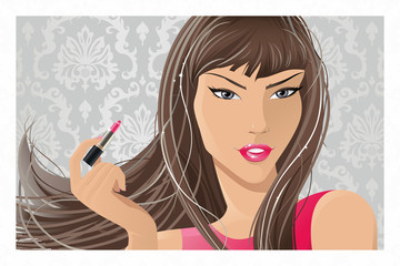 Obraz premium Making up lips