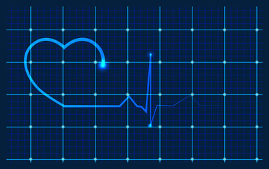 Heart and ecg from red ribbon