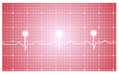 Heart and ecg from red ribbon