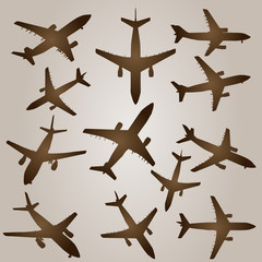 High resolution vintage set of brown planes