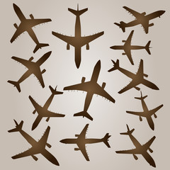 High resolution vintage set of brown planes
