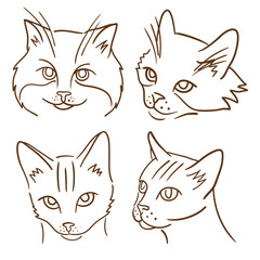 Obraz premium Set of four illustrations with cats