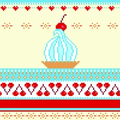 Papier Peint photo Pixels Illustration de frontière sans couture avec gâteau et cerises