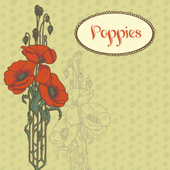 Illustration with three red poppies and title in old style.