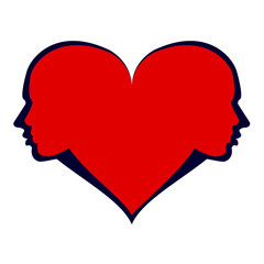 love – woman and man in the heart, vector