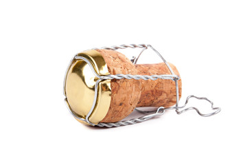 Cork from champagne bottle, isolated on the white background