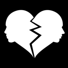 love – woman and man in the broken heart, vector