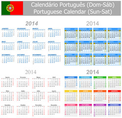 2014 Portuguese Mix Calendar Sun-Sat