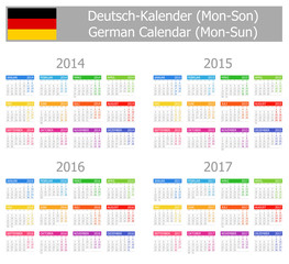 2014-2017 Type-1 German Calendar Mon-Sun