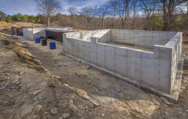 Concrete foundation for a new house