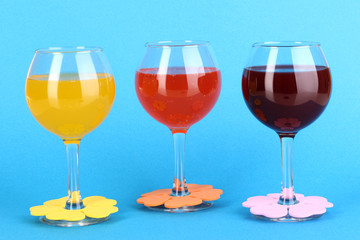 Colorful cocktails with bright decor for glasses