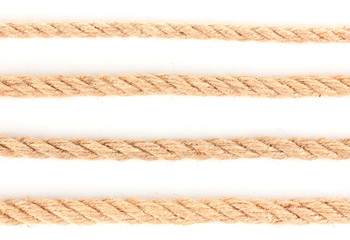 Collection of various ropes isolated on white