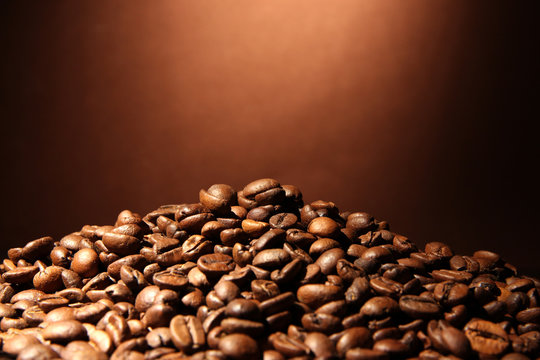 coffee beans on brown background