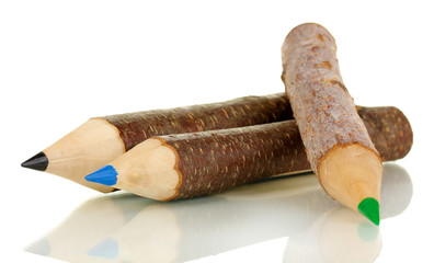 Colorful wooden pencils isolated on white
