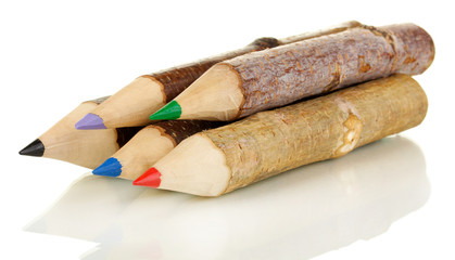 Colorful wooden pencils isolated on white