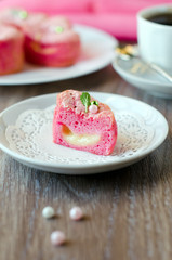 Pink cake pudding