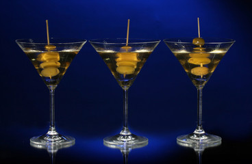 Martini glasses on dark background