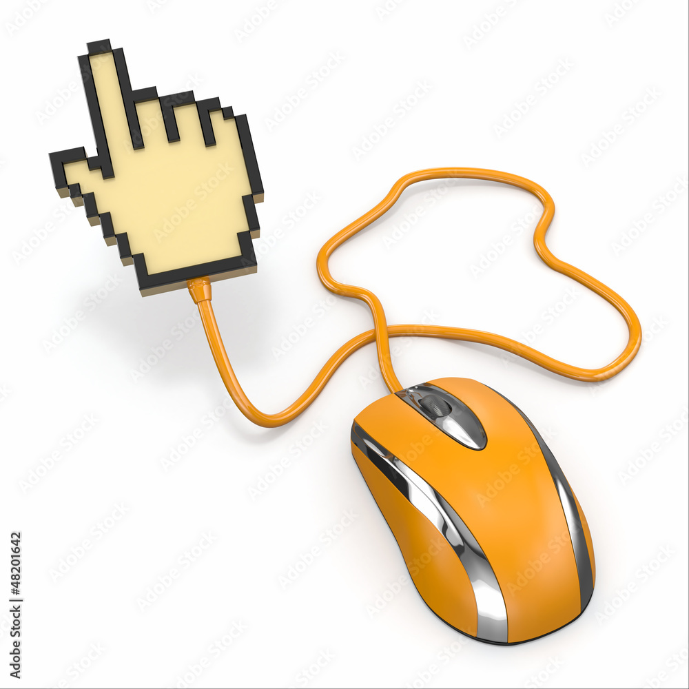Aufkleber Computer mouse and cursor. 3d
