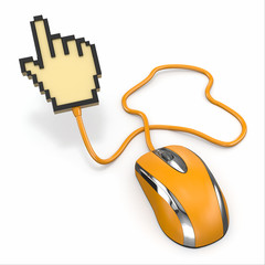 Computer mouse and cursor. 3d