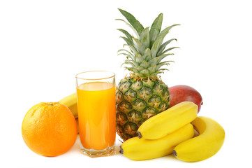 fresh tropical fruits and juice