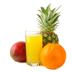 fresh tropical fruits and juice