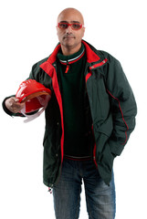 adult man holding construction helmet