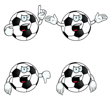 Collection of angry cartoon footballs with various gestures.