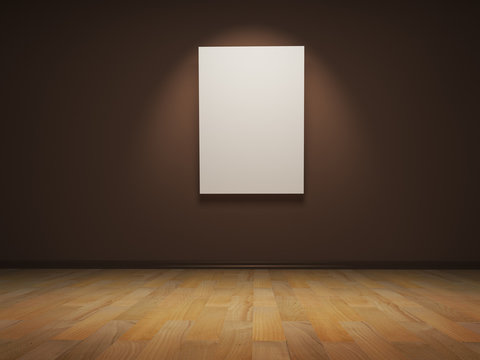 Image of blank white canvas on a brown wall
