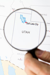 The Utah map with Salt lake city