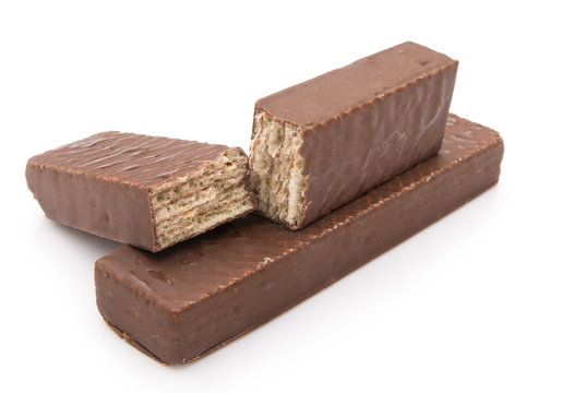 chocolate wafer on white