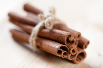 Cinnamon sticks, shallow depth of field, horizontal shot