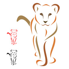 Naklejka premium Female lion standing facing - vector