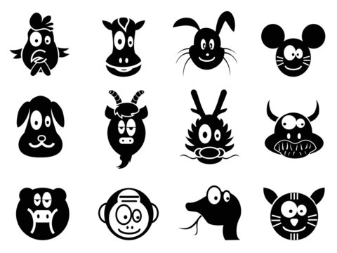 cute cartoon chinese zodiac icon,Twelve animals